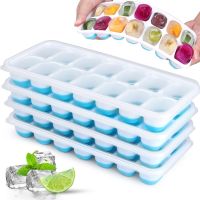 4Pcs/Set CubeTray Stackable 14 Grid Silicone Ice Mold with Removable Lid Easy-Release For Cocktail Freezer Kitchen Tools Bar Wine Tools