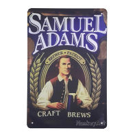 ป้ายสังกะสีวินเทจ Samuel Adams Beer, ขนาด 20x30 ซม