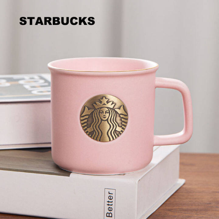 Starbucks Pink Retro Copper Seal Ceramic Mug Coffee Cup Desktop Cup ...