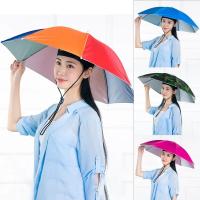 2022 Outdoor Sun Shade Waterproof Camping Fishing Headwear Cap Portable Rain Umbrella Hat Foldable Beach Head Hats Accessory