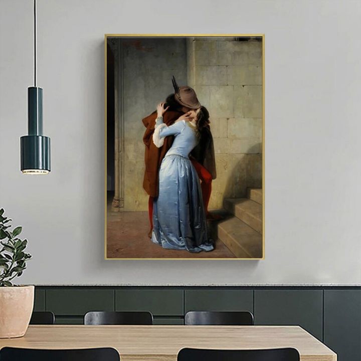 francesco-hayez-kiss-il-bacio-ผ้าใบจิตรกรรมภาพผนังห้องนั่งเล่นตกแต่งอิตาลีโปสเตอร์