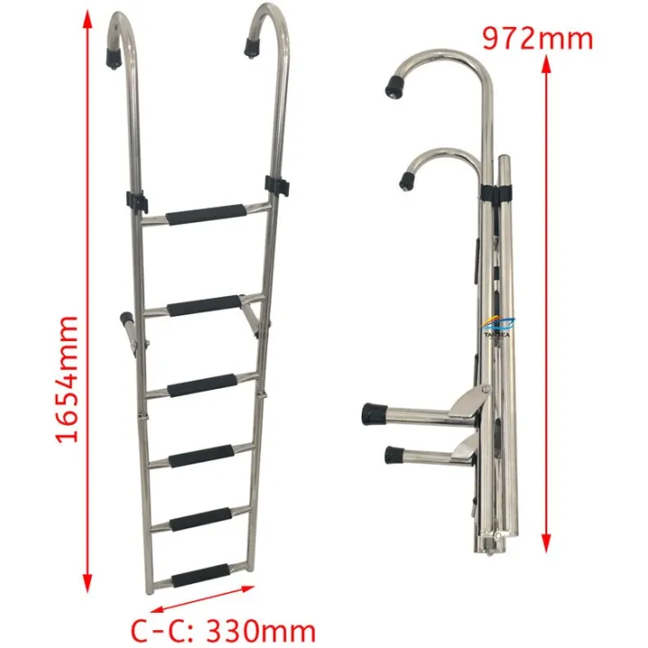1.65M Stainless Steel 304 Folding Launch Ladder Hook Hanging Ladder