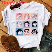 เสื้อยืดคอกลมDemon Slayer Kimetsu ไม่มี Yaiba Tanjiro Kamado Nezuko Uzui T เสื้อชายพิมพ์เสื้อยืดสีขาว Kawaii คู่คู่เสื้อผ้าS-5XL S-5XL