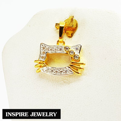 Inspire Jewelry ,จี้แมว งาน Design ฝังเพชรสวิส หุ้มทองแท้100% 24K สวยหรู พร้อมกล่องทอง