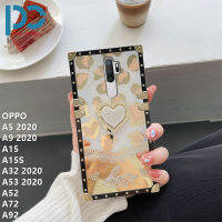 Luxury Square สำหรับโทรศัพท์ OPPO A5 2020 A9 2020 A15 A15S A32 2020 A53 2020 A52 A72 A92ใหม่แฟชั่น Love โทรศัพท์กรณีชุบโครเมี่ยมเพชรฝาครอบโทรศัพท์กับ Love ผู้ถือแหวน