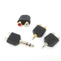 1/4 inch Audio stereo 3pole 3.5mm 6.5 6.35mm Male Plug To 2 Dual Rca Female Jack Y Splitter Connector Converter AV Adapter a