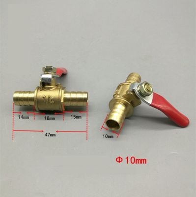 Red Handle Valve 6mm 8mm 10mm 12mm Hose Barb Inline Brass Water Oil Air Gas Fuel Line Shutoff Ball Valve Pipe Fittings Plumbing Valves