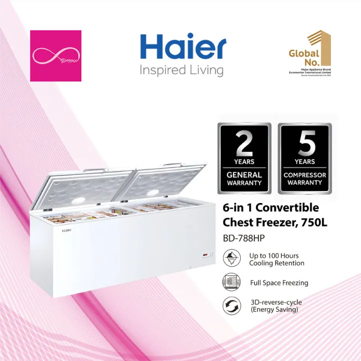 HAIER 6 in 1 Convertible Chest Freezer Peti Sejuk Beku Fridge Fast