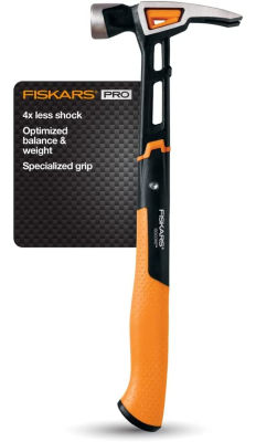 Fiskars 750230-1001 IsoCore 20 oz General Use Hammer, Carpenter Tools, Softgrip, Magnetic Nail Starter Groove, 15.5 inch,Black/Orange