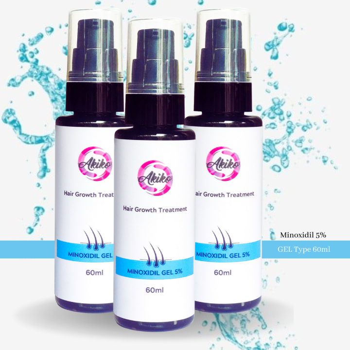 AkikoMNL Minoxidil GEL 5 Solution for Thicker Hair Growth (60ml x 3