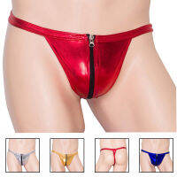 new y Men leather Thongs Lingerie with zip leather fetish underwear Mens underpants Male G-Strings underwear jockstrap