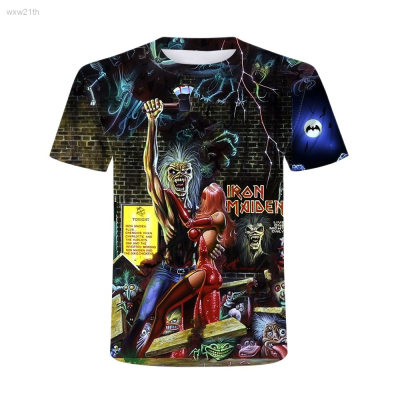 2023 Harajuku Devil Skull Print Round Neck Short Sleeve T-shirt, Hip-hop Style, Punk Personality Unisex