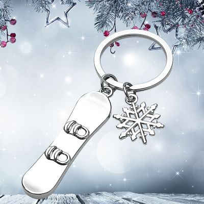 New Mini Snowflake Snowboard Keychain Pendant  Ski Games Sled Board Key Chain Keyring CIce and Snow Festival Gift Key Chains