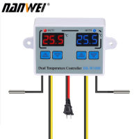 NANWEI 110-220V Digital Dual Temperature Controller L-ED องศาเซลเซียส Thermostat Regulator ความร้อน Cooling อุณหภูมิควบคุมกันน้ำ Probes สำหรับ Cooler เครื่องทำความร้อน Aquarium