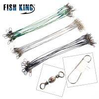 FISH KING 30lb 10pcs Fishing Line Steel Wire Leader With Rolling Swivels Duo-Lock Snap Anti-bait Carp Fishing Wire