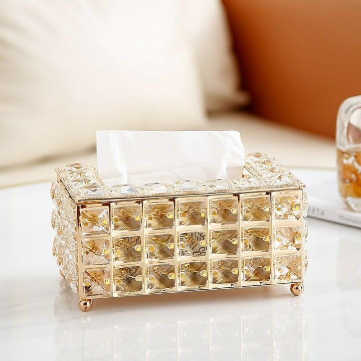 กล่องทิชชู่คริสตัลหรูหรา-สไตล์นอร์ดิกห้องนั่งเล่นกล่องใส่กระดาษทิชชู่แบบสร้างสรรค์เรียบง่าย