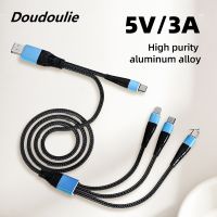 Doudoulie เครื่องชาร์จไมโครชนิด C สายชาร์จเร็ว3 In1สายชาร์จ Usb หลายตัวสายข้อมูลโทรศัพท์มือถือสาย Usb หลากหลายสำหรับ I-Phone 14 13 Xiaomi