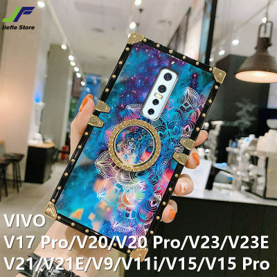 JieFie โทรศัพท์สำหรับ VIVO V20 / V20 Pro / V17 Pro / V9 / V11i / V15 / V15 Pro / V21 / V21E / V23 / V23 Pro / V23E / V25 / V25 Pro Starry Sky Wind Chime หรูหราซิลิโคนกันกระแทกปกหลังพร้อมขาตั้งแหวน