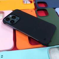 เคสโทรศัพท์พลาสติกแข็งบางเฉียบไร้กรอบสำหรับ iPhone 14 Pro Max เคสฝาครอบสีดำลูกกวาด