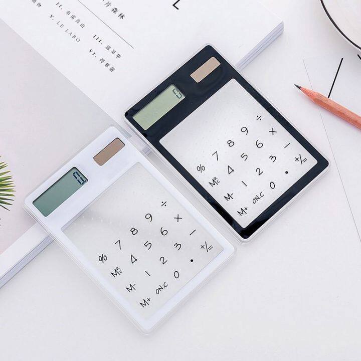 สินค้าขายดี-มีราคาส่ง-เครื่องคิดเลข-calculator-8-หลัก-สีใส-ใช้พลังงานแสงอาทิตย์