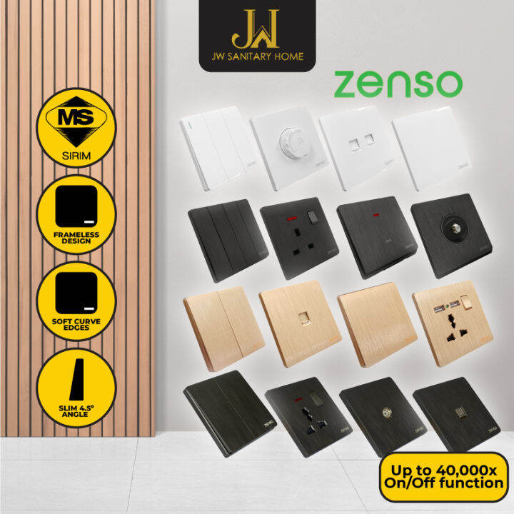 Jw [Sirim] Zenso Grande Socket And Wall Switch Slim Modern Switches Design  13A 16A 20A Door Bell Suis Lampu Rumah Comb | Lazada