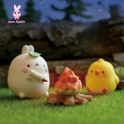 Molang Rabbit Camping Figures Set Toys South Korea Action Model Birthday Gift for Kids Desktop Ornaments Collectible