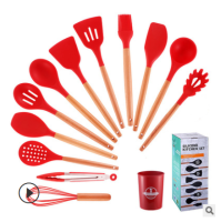 13pcsset Household Non-stick Kitchen Utensils Set Silicone Cookware Spatula Ladle Slotted Spoon Tongs Pasta Fork Cooking Tools