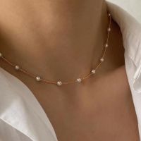 【CC】 2023 New Beads Neck Chain Kpop Choker Necklace Gold Color Goth Chocker Jewelry The Pendant Collar