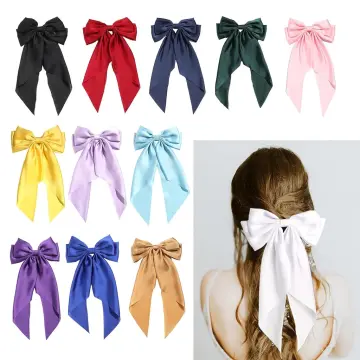 Satin Knot Bow Tail Bow Hair Tie Hair Clip Hair Barrette -  in 2023