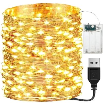 ▫☂ 5M 10M LED Lights String Waterproof USB Battery Copper Wire Fairy Garland Light Christmas Wedding Party Holiday Lighting Lamp