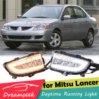 2สี LED DRL ไฟวิ่งกลางวันสำหรับ Mitsubishi Lancer Facelift รุ่น2004 2005 2006ไฟตัดหมอกพร้อมไฟเลี้ยวสีเหลือง