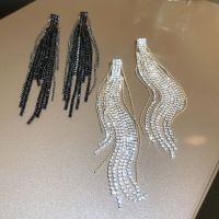 New Arrive Dazzling Long Tassel Earrings S925 Inaid AAA Zircons Exaggerated Personality Earrings for Women Jewelry Accessories