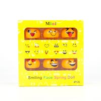 HW 6 PcsSet Cute Emoji Mini Shaking Head Dolls Funny Smile Face Springs