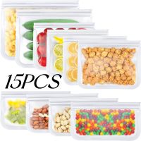 15PCS Food Storage Bags Leakproof Packing Containers Fresh keeping Ziplock Bag Double Sealed Freezer Safe Storage Organizer