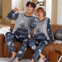 Couple Matching Pajamas For Lovers Flannel Winter Autumn Sleepwear Anime Long Sleeve Pijama Mujer Men Women Casual Home Clothes