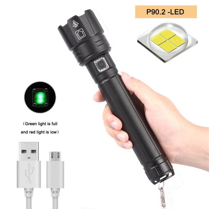 839 XHP70 P90 brightness flashlight charging USB power display zoom