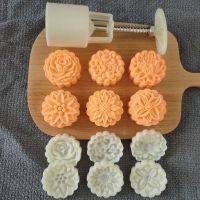 WADEES 7 PcsSet Cookie Stamps 3D Pastry Tool Mooncake Mold Mid-Autumn Festival DIY Kitchen Gadgets Round Cake Decoration Handmade Cookie Press