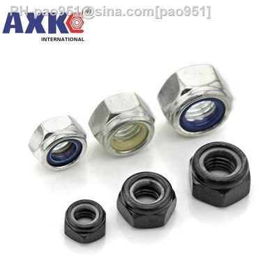 2/5/25pcs M2 M2.5 M3 M4 M5 M6 M8 M10 M12 M16 304 Stainless Steel Black Hex Nylon Insert Lock Nut Self-locking Nylock Nut Locknut