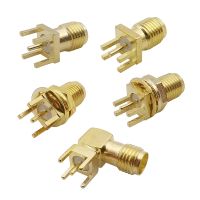 10Pcs SMA Female Jack RF Adapter RP-SMA Female Solder Edge PCB Mount Coaxial Connector Plug Socket Vertical Thru Hole Goldplated