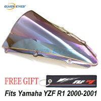 สำหรับ Yamaha YZF R1 2000 2001อุปกรณ์เสริมรถจักรยานยนต์ Double Bubble Windshield Windscreen YZFR1 00 01 Wind Visor Fairing สปอยเลอร์ Deflector