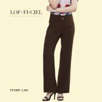 กางเกงขายาว กางเ﻿กงผู้หญิง Lofficiel Pants กางเกงผ้าโพลี ขายาวทรงขาบานเล็ก มีขอบเอวดีเทลกระดุม 2เม็ด (FZT2BR)