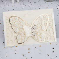 50pcs Butterfly Elegant Laser Cut Wedding Invitation Card Business Greeting Card Customized Wedding Decoration Party Supplies