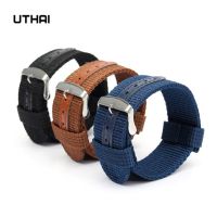 hnfymyi UTHAI Nylon Straps 18mm 20mm 22mm 24mm Sports Waterproof Nylon Watch Band Thickened Nylon Canvas Watch Strap Wristband Z114