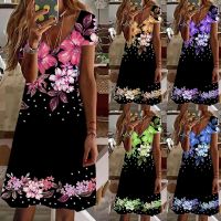 【CW】✺♗﹊  s Floral Print V Neck Short Sleeve Fashion 5 Colors