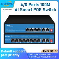 EWIND อุปกรณ์ส่งกระแสไฟฟ้า4/8พอร์ตสวิตช์อีเธอร์เน็ต100ม. พร้อมสวิตช์สายแลนอัปลิงค์ RJ45สำหรับกล้อง IP/สวิตช์ AP AI Art แบบไร้สาย