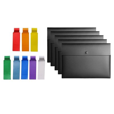 5 Folder Folder Pocket Gram Envelope Flat File Letter Organizer with 480Pc Cable Labels Waterproof Cord Labels Stickers