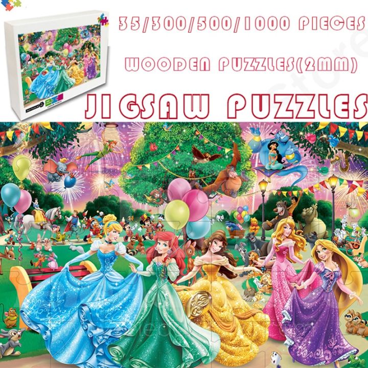 Disney Anime Educational Kids Toys Wood Jigsaw Puzzles 35/300/500/1000  Pieces Puzzles for Adults