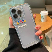 IPhone Case Clear Case Soft Thick TPU Shockproof Super Transparent Protection Camera Plating Button Smiley Simple for IPhone 14 Pro Max
