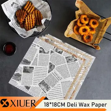 100Pcs Greaseproof Paper Sheets Newspaper Style Kitchen Oil Proof Parchment  Papers Waterproof Basket Liners Eco-friendly Food Sandwich Wrappers for