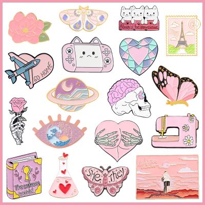 【CW】 Pink Enamel Pins Bottle Alloy Brooch Badge Jewelry